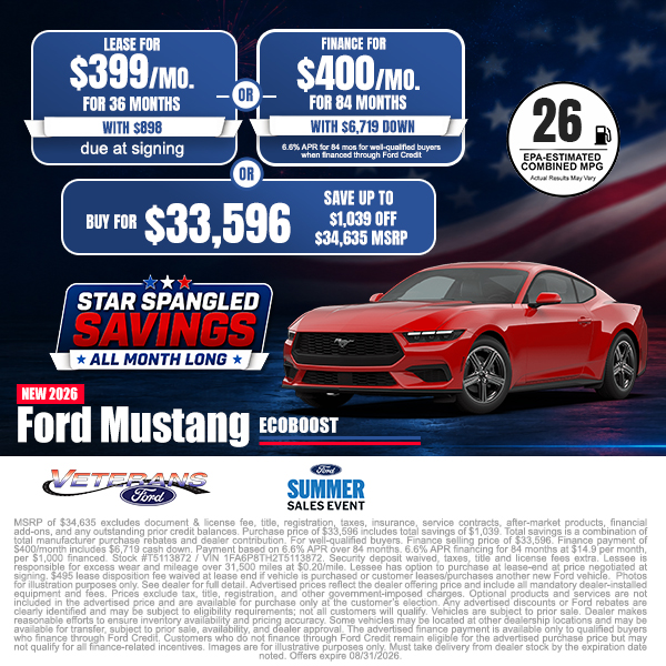 Special offer on 2026 Ford Mustang 2026 Ford Mustang EcoBoost
